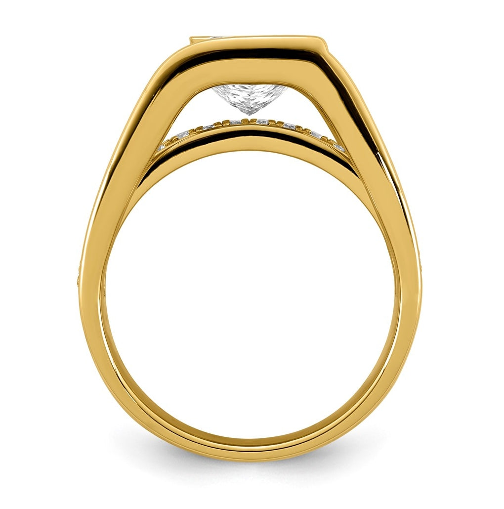 14K Yellow Gold 2 1/2ct Certified Princess Center Lab Grown Diamond VS+ F+ Ring