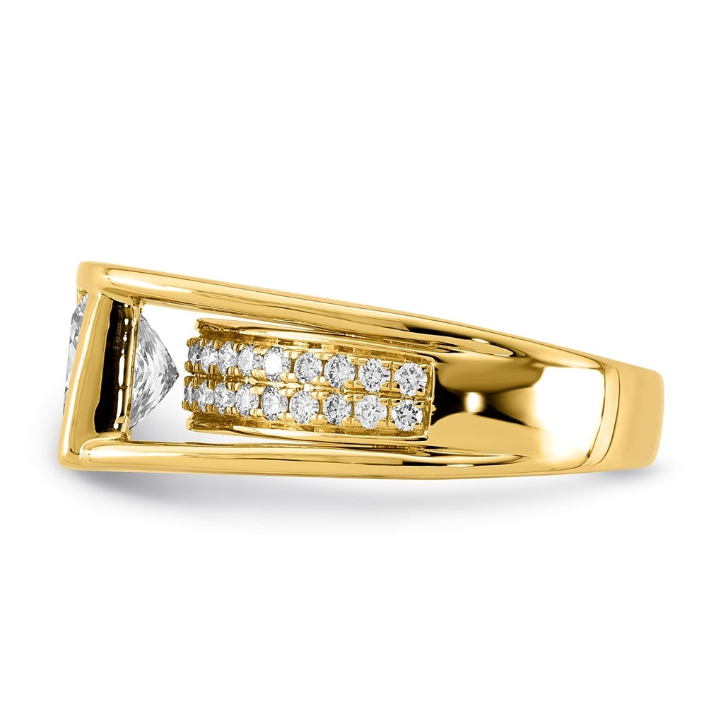 14K Yellow Gold 2 1/2ct Certified Princess Center Lab Grown Diamond VS+ F+ Ring