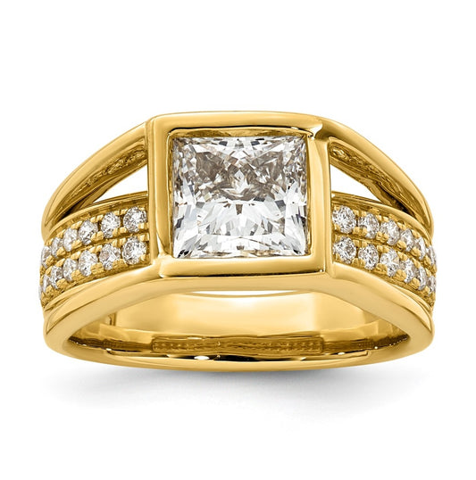 14K Yellow Gold 2 1/2ct Certified Princess Center Lab Grown Diamond VS+ F+ Ring
