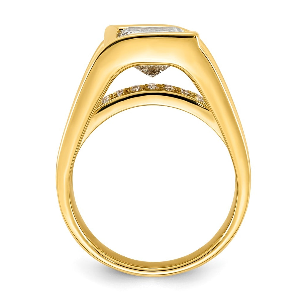 14K Yellow Gold 3ct Certified Princess Center Lab Grown Diamond VS+ F+ Ring