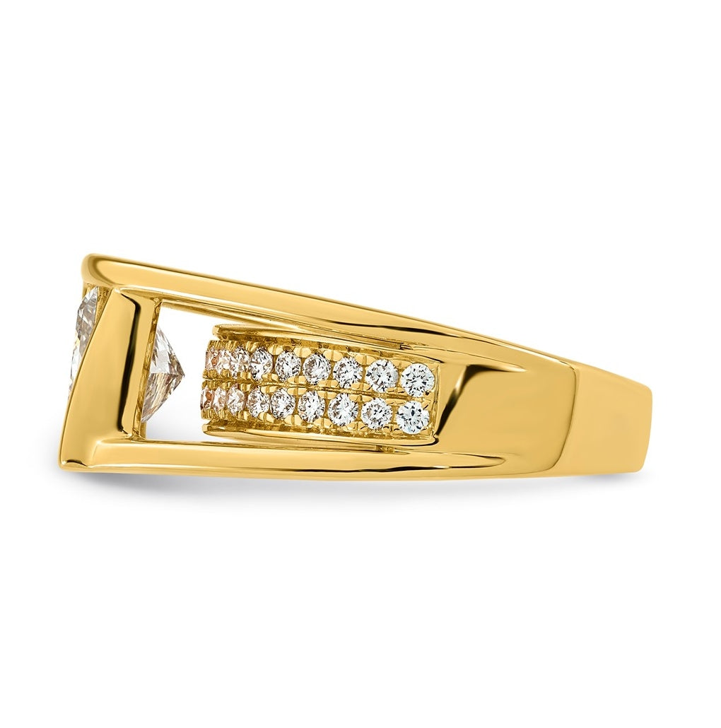 14K Yellow Gold 3ct Certified Princess Center Lab Grown Diamond VS+ F+ Ring