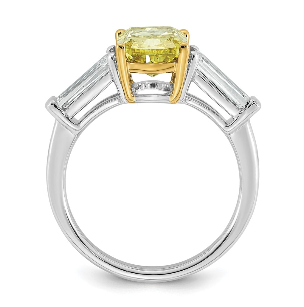 Emma Grace 14K Two-Tone Gold 4 1/3ct Lab Grown Diamond Cert Vivid Yellow & VS+ F+ Comp Ring – Elegant Jewelry Gift for Birthday, Anniversary, Engagement, Wedding