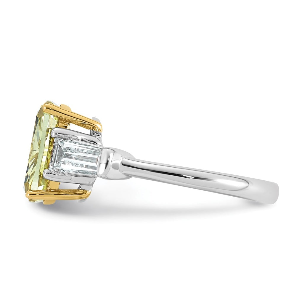 Emma Grace 14K Two-Tone Gold 4 1/3ct Lab Grown Diamond Cert Vivid Yellow & VS+ F+ Comp Ring – Elegant Jewelry Gift for Birthday, Anniversary, Engagement, Wedding