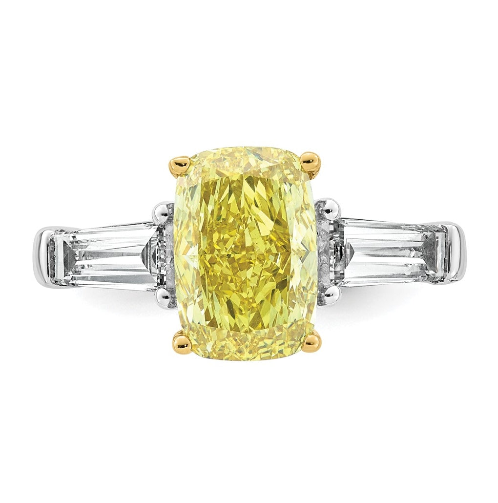 Emma Grace 14K Two-Tone Gold 4 1/3ct Lab Grown Diamond Cert Vivid Yellow & VS+ F+ Comp Ring – Elegant Jewelry Gift for Birthday, Anniversary, Engagement, Wedding