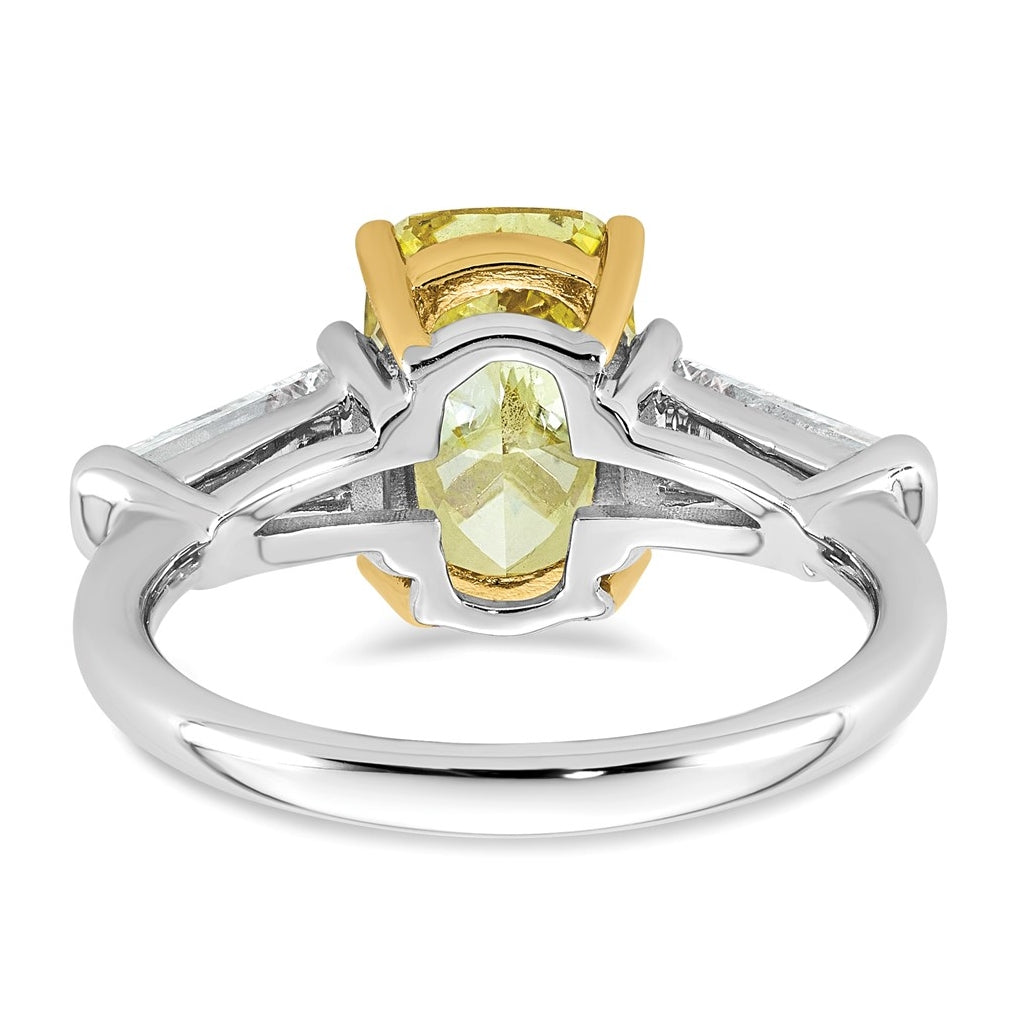 Emma Grace 14K Two-Tone Gold 4 1/3ct Lab Grown Diamond Cert Vivid Yellow & VS+ F+ Comp Ring – Elegant Jewelry Gift for Birthday, Anniversary, Engagement, Wedding