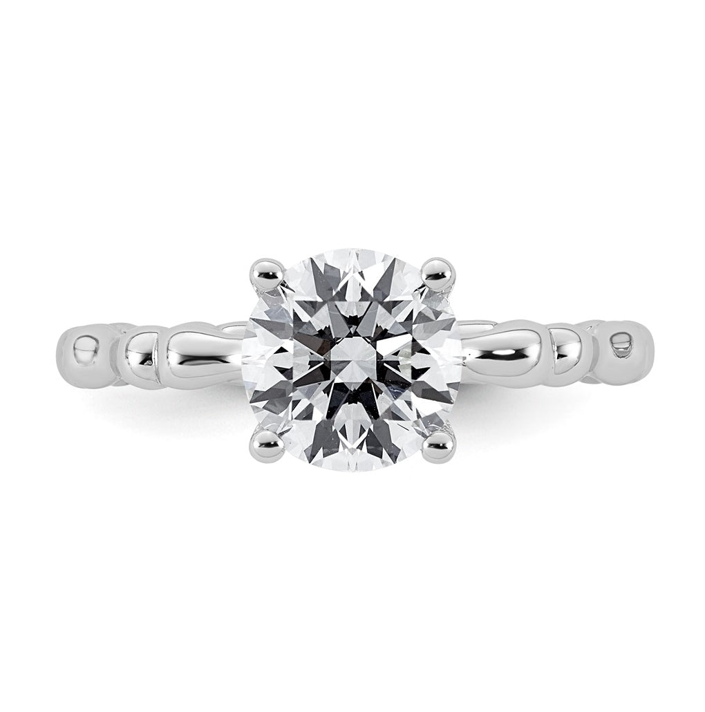 14K White Gold 1 5/8ct Certified Round Center Lab Grown Diamond VS+ F+ Ring