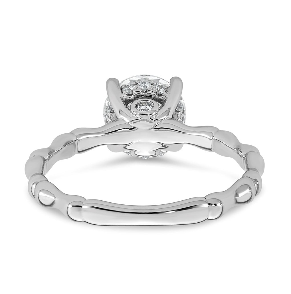 14K White Gold 1 5/8ct Certified Round Center Lab Grown Diamond VS+ F+ Ring