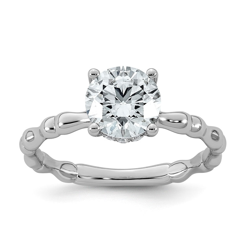 14K White Gold 1 5/8ct Certified Round Center Lab Grown Diamond VS+ F+ Ring