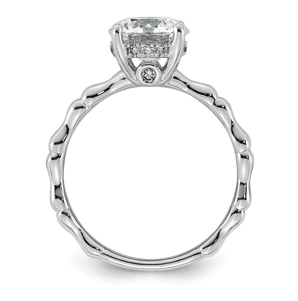 14K White Gold 2 1/8ct Certified Round Center Lab Grown Diamond VS+ F+ Ring