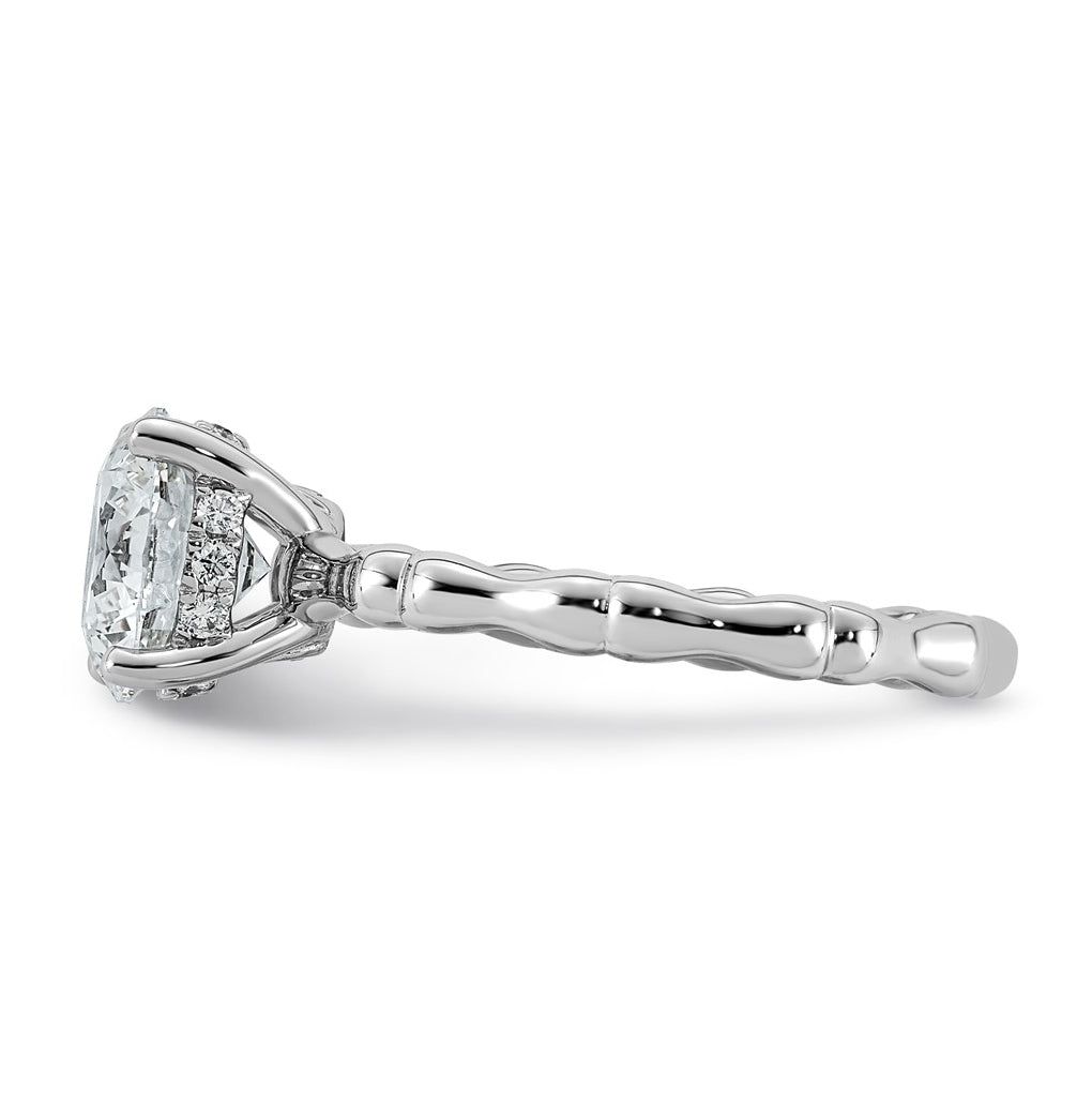 14K White Gold 2 1/8ct Certified Round Center Lab Grown Diamond VS+ F+ Ring