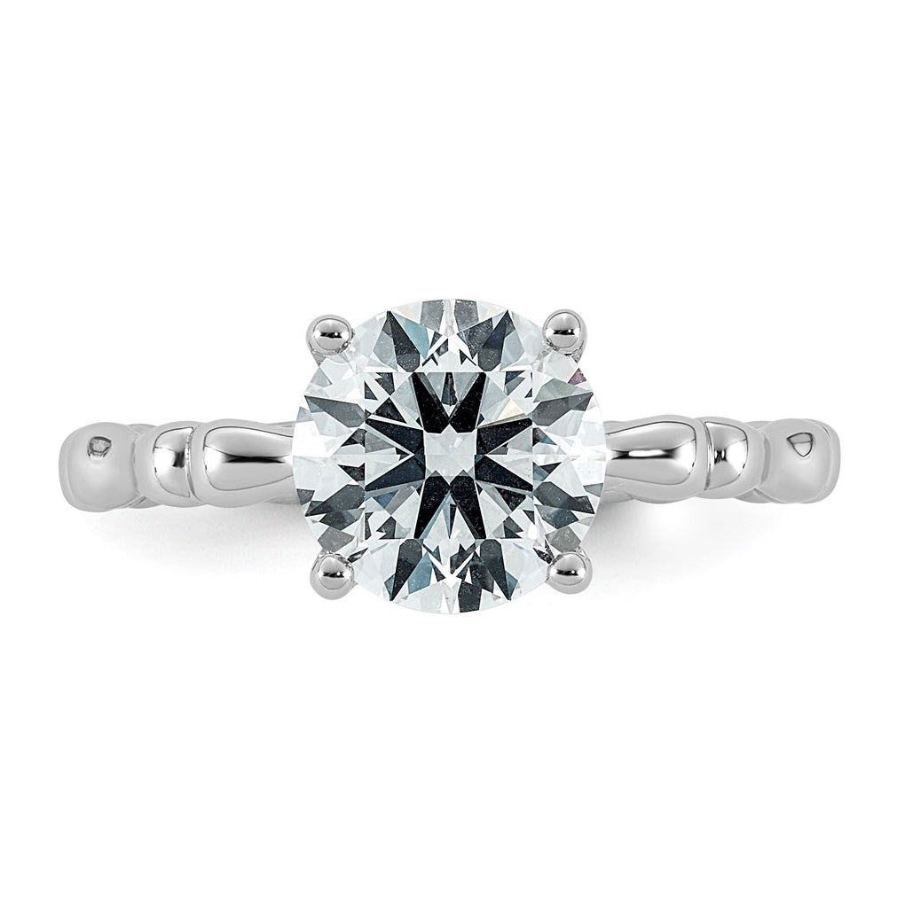 14K White Gold 2 1/8ct Certified Round Center Lab Grown Diamond VS+ F+ Ring
