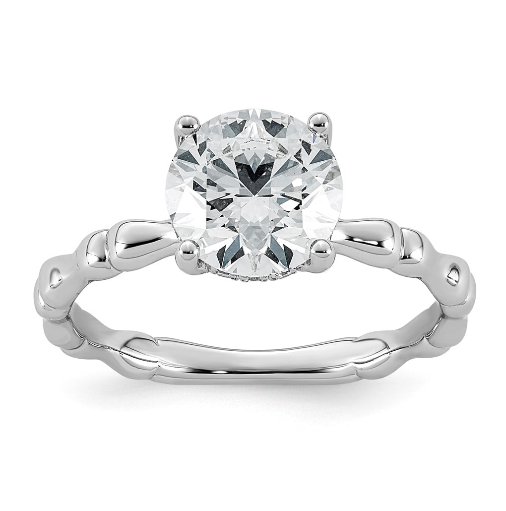 14K White Gold 2 1/8ct Certified Round Center Lab Grown Diamond VS+ F+ Ring