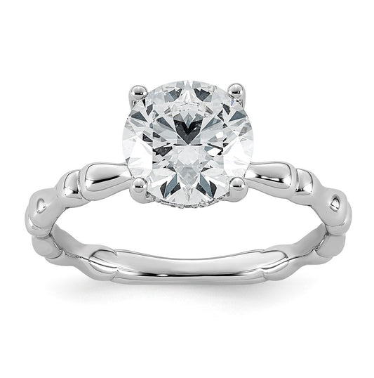 14K White Gold 2 1/8ct Certified Round Center Lab Grown Diamond VS+ F+ Ring