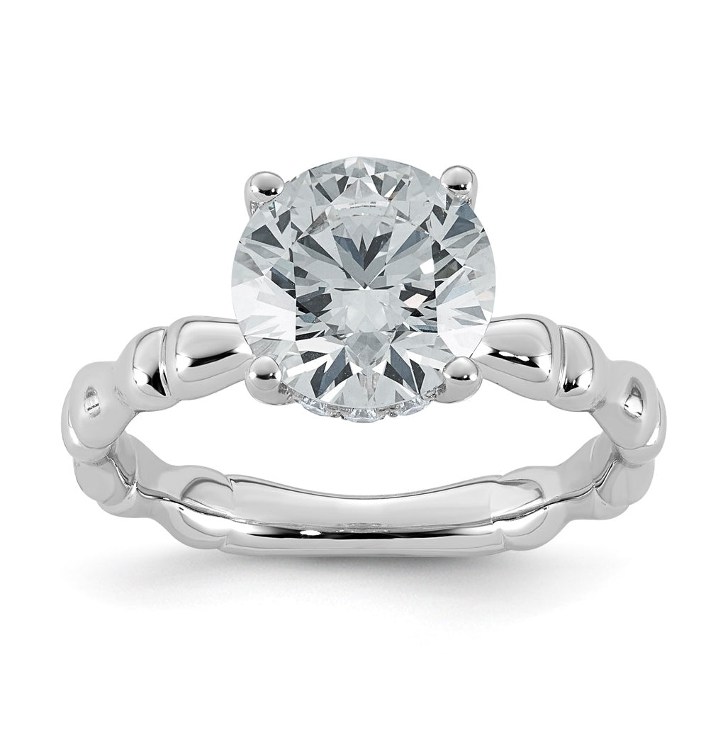 14K White Gold 2 5/8ct Certified Round Center Lab Grown Diamond VS+ F+ Ring