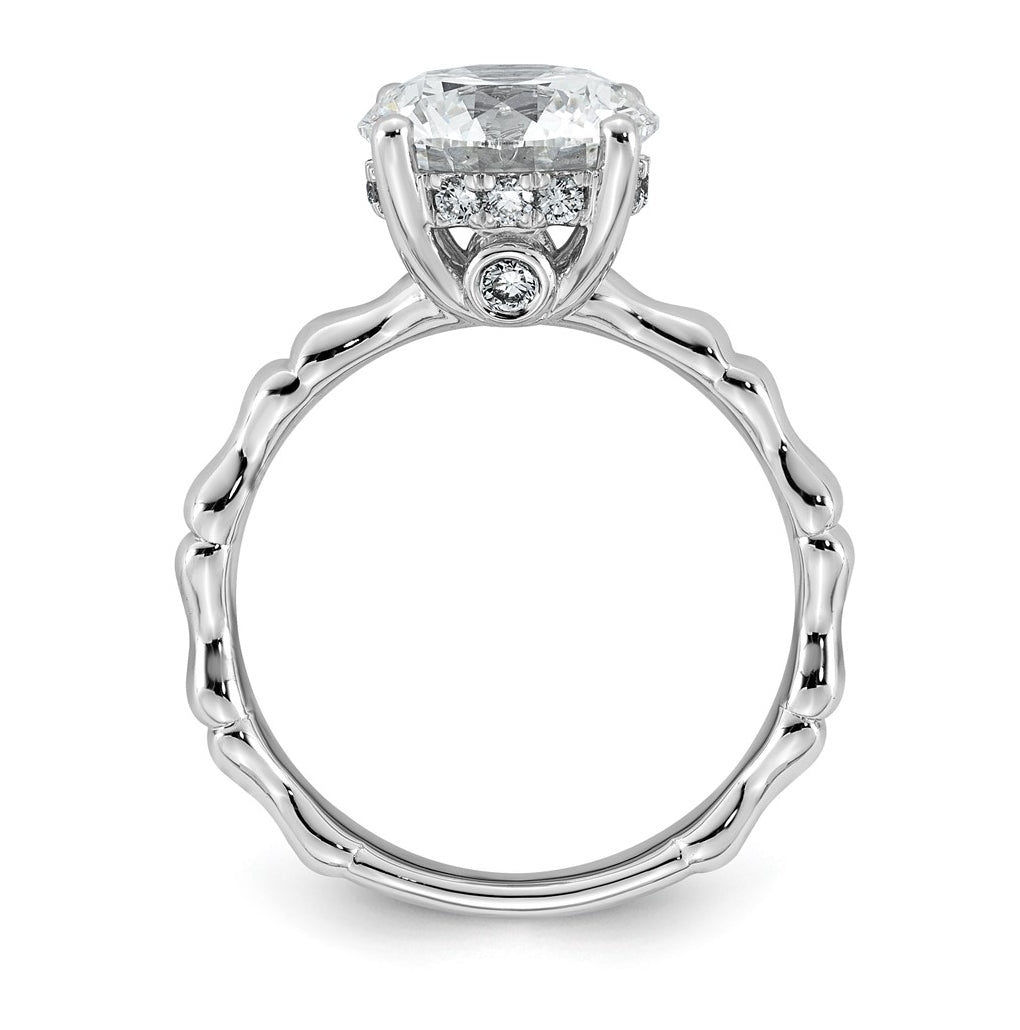 14K White Gold 3 1/5ct Certified Round Center Lab Grown Diamond VS+ F+ Ring