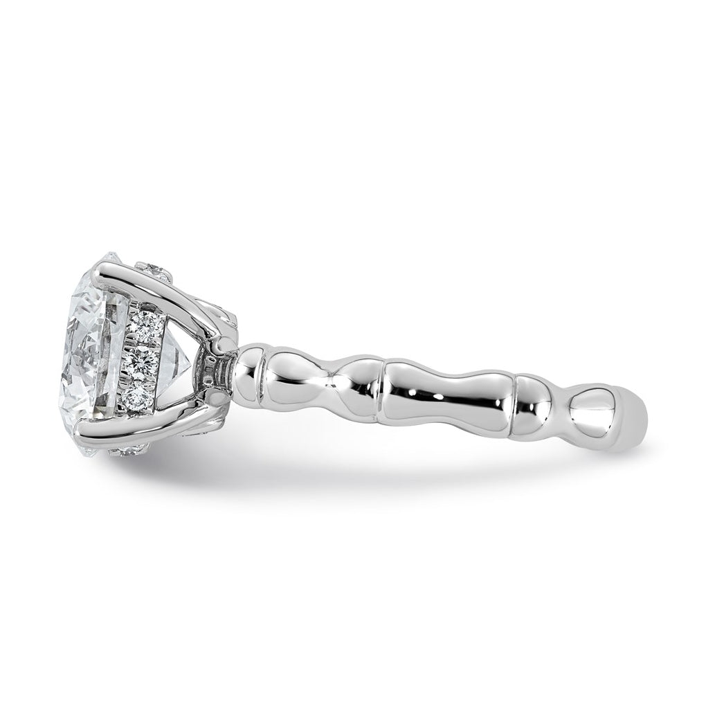 14K White Gold 3 1/5ct Certified Round Center Lab Grown Diamond VS+ F+ Ring