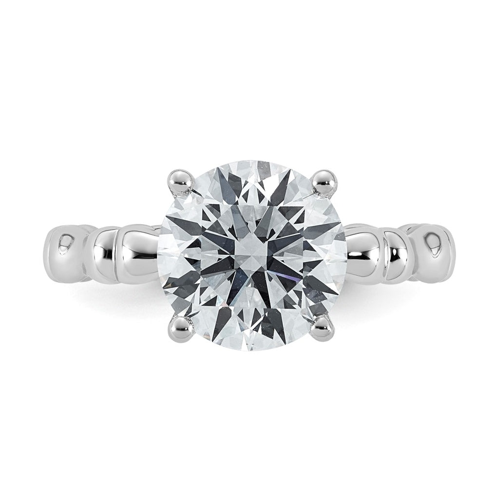 14K White Gold 3 1/5ct Certified Round Center Lab Grown Diamond VS+ F+ Ring
