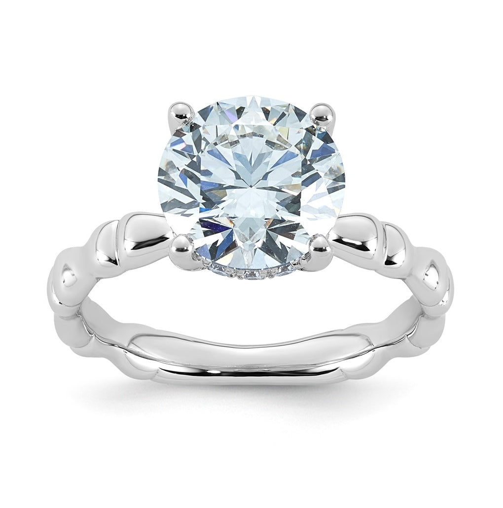 14K White Gold 3 1/5ct Certified Round Center Lab Grown Diamond VS+ F+ Ring