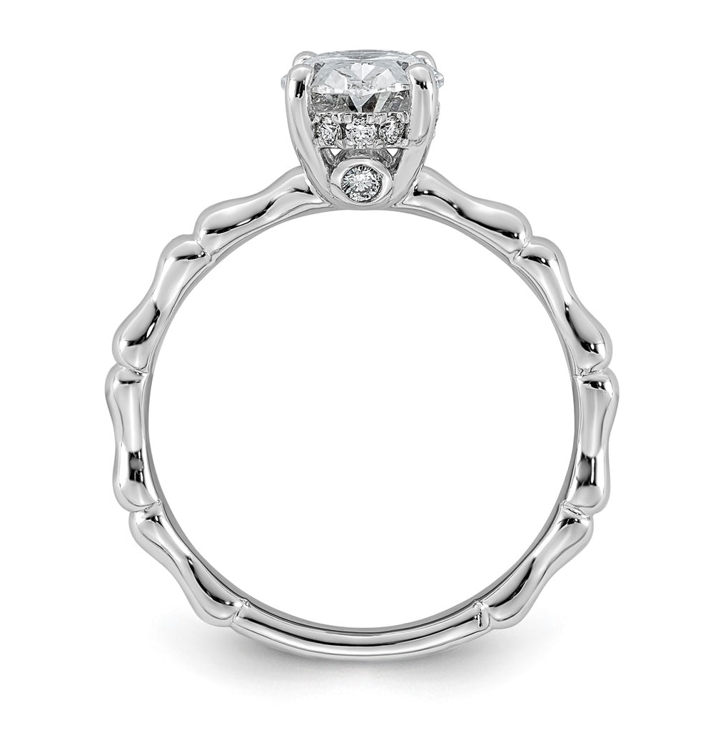 14K White Gold 1 5/8ct Certified Oval Center Lab Grown Diamond VS+ F+ Ring