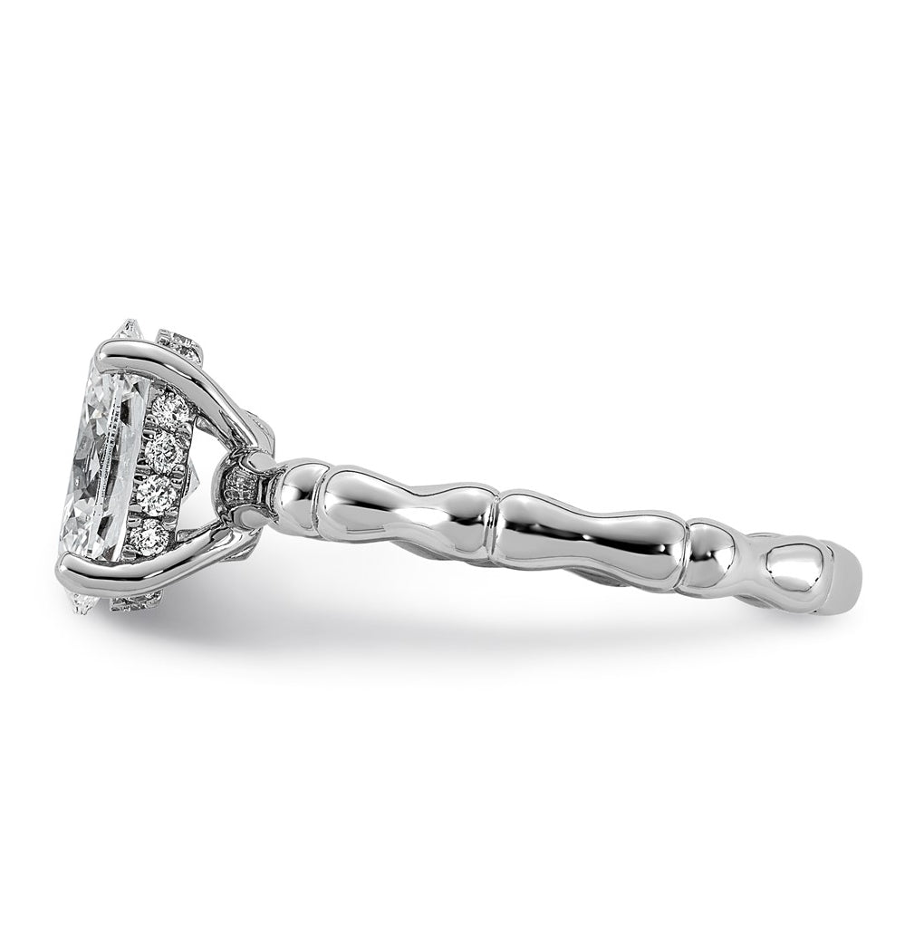 14K White Gold 1 5/8ct Certified Oval Center Lab Grown Diamond VS+ F+ Ring