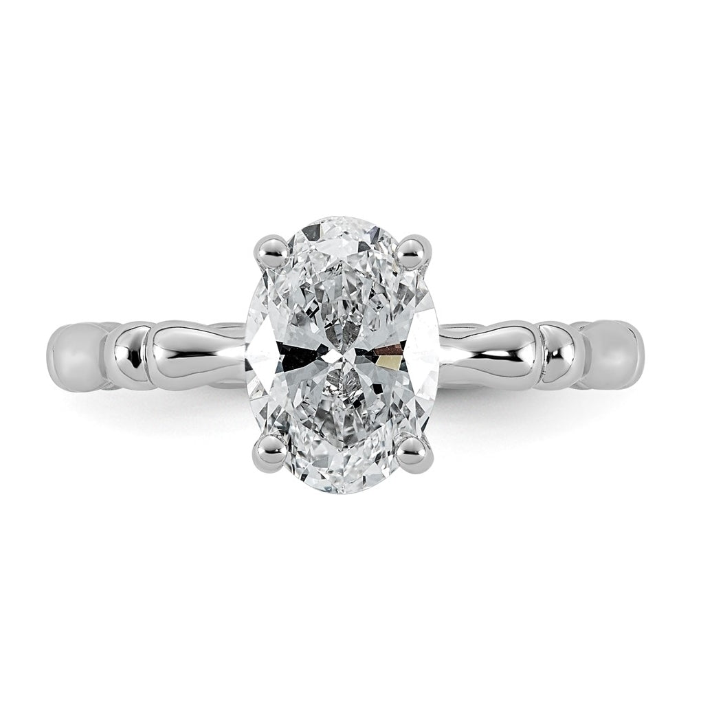 14K White Gold 1 5/8ct Certified Oval Center Lab Grown Diamond VS+ F+ Ring