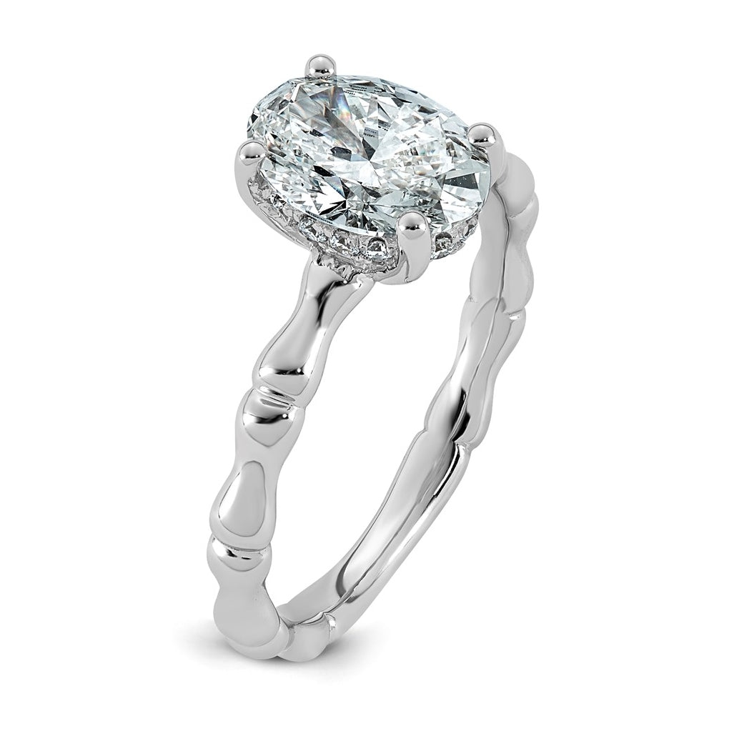 14K White Gold 1 5/8ct Certified Oval Center Lab Grown Diamond VS+ F+ Ring