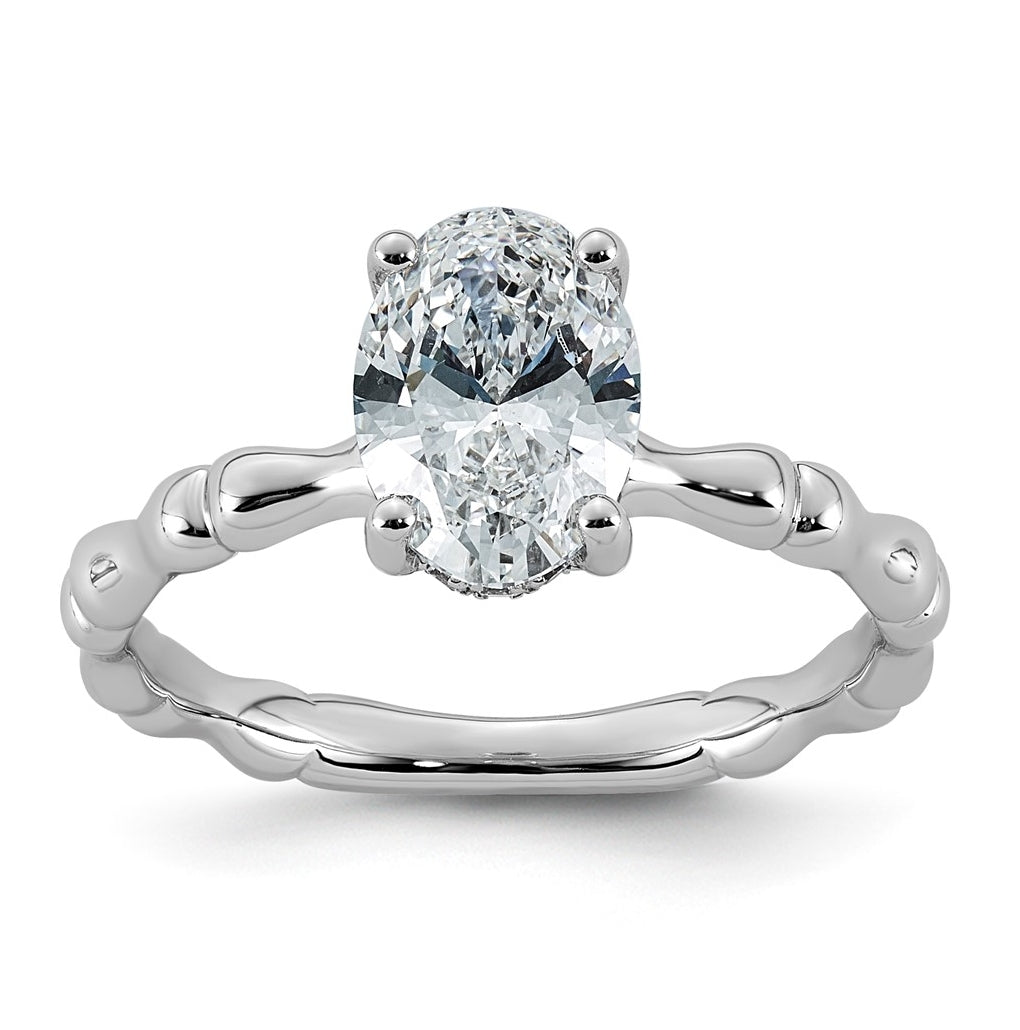 14K White Gold 1 5/8ct Certified Oval Center Lab Grown Diamond VS+ F+ Ring