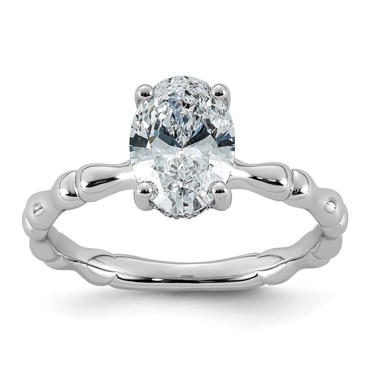 14K White Gold 1 5/8ct Certified Oval Center Lab Grown Diamond VS+ F+ Ring