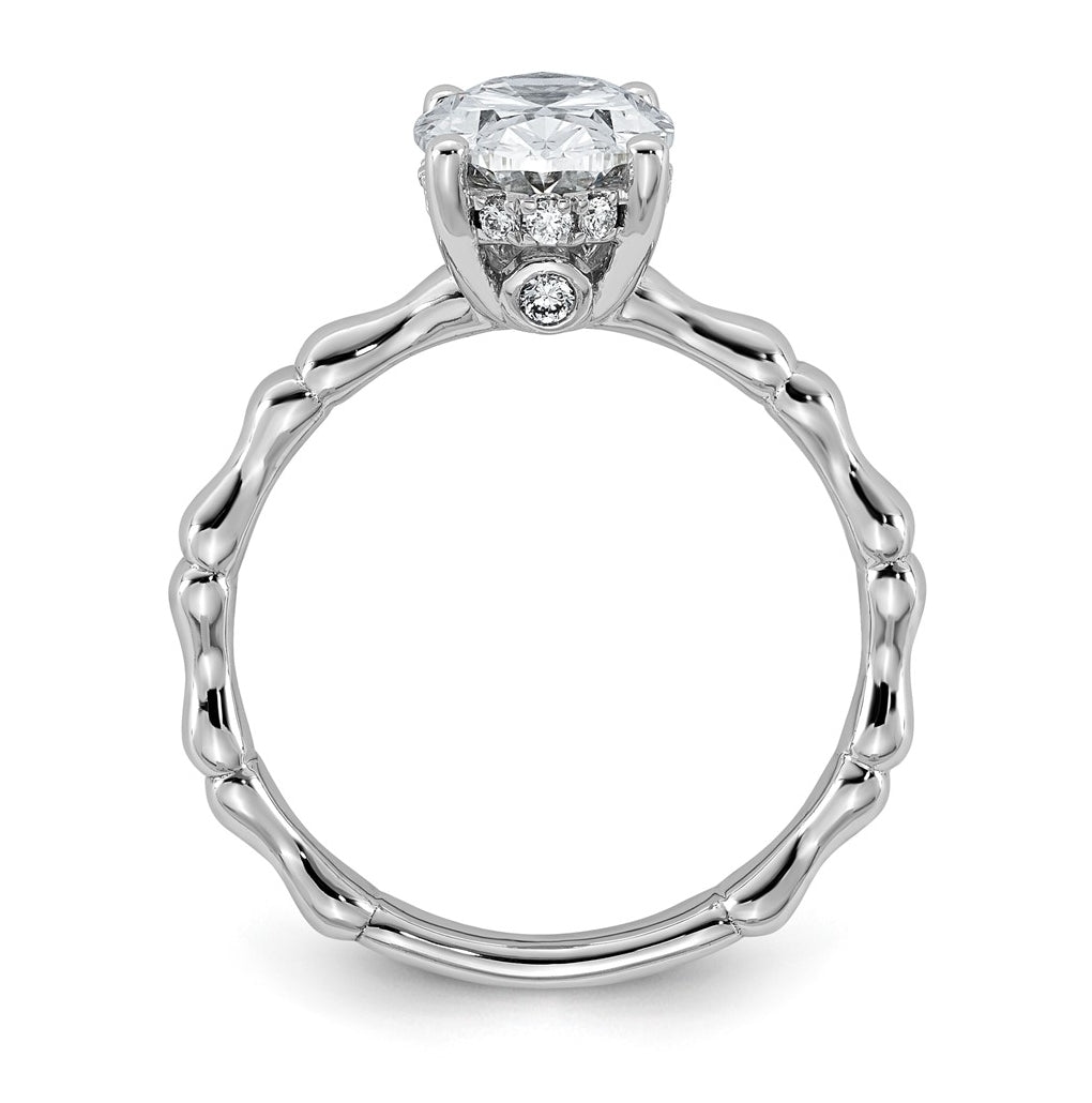 14K White Gold 2 1/8ct Certified Oval Center Lab Grown Diamond VS+ F+ Ring