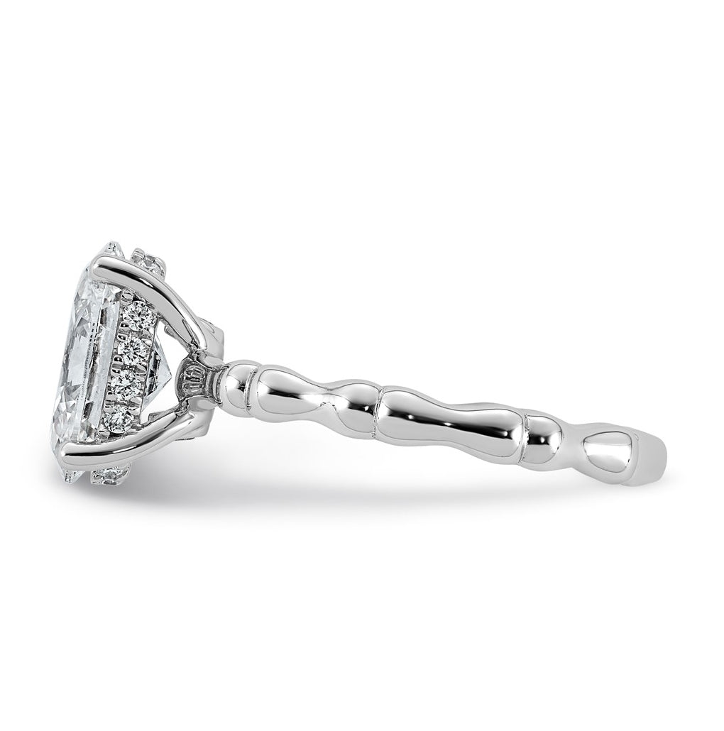 14K White Gold 2 1/8ct Certified Oval Center Lab Grown Diamond VS+ F+ Ring