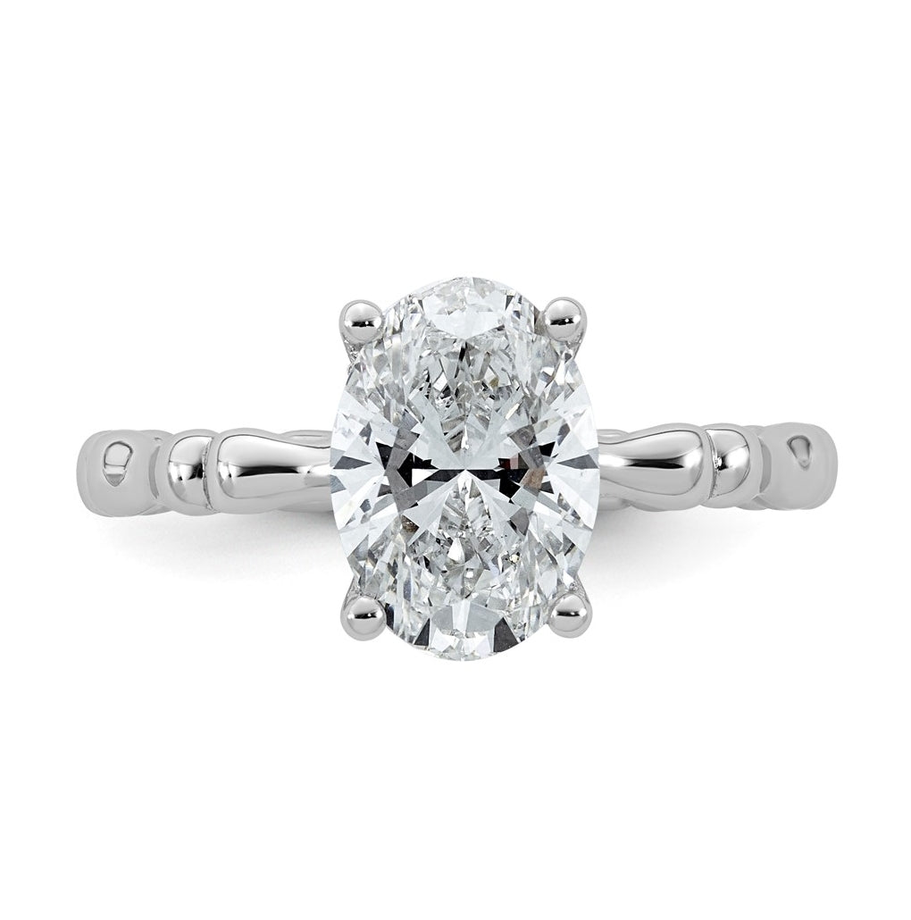 14K White Gold 2 1/8ct Certified Oval Center Lab Grown Diamond VS+ F+ Ring