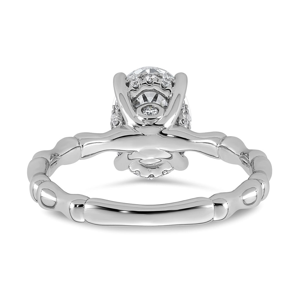 14K White Gold 2 1/8ct Certified Oval Center Lab Grown Diamond VS+ F+ Ring