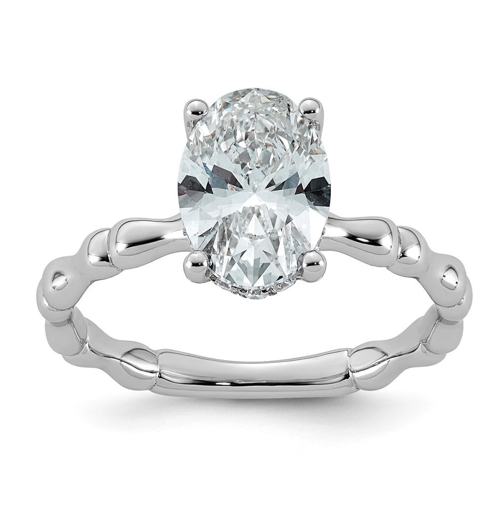 14K White Gold 2 1/8ct Certified Oval Center Lab Grown Diamond VS+ F+ Ring