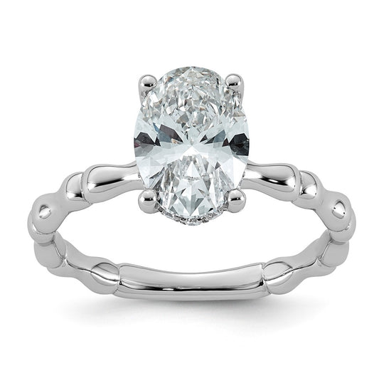 14K White Gold 2 1/8ct Certified Oval Center Lab Grown Diamond VS+ F+ Ring