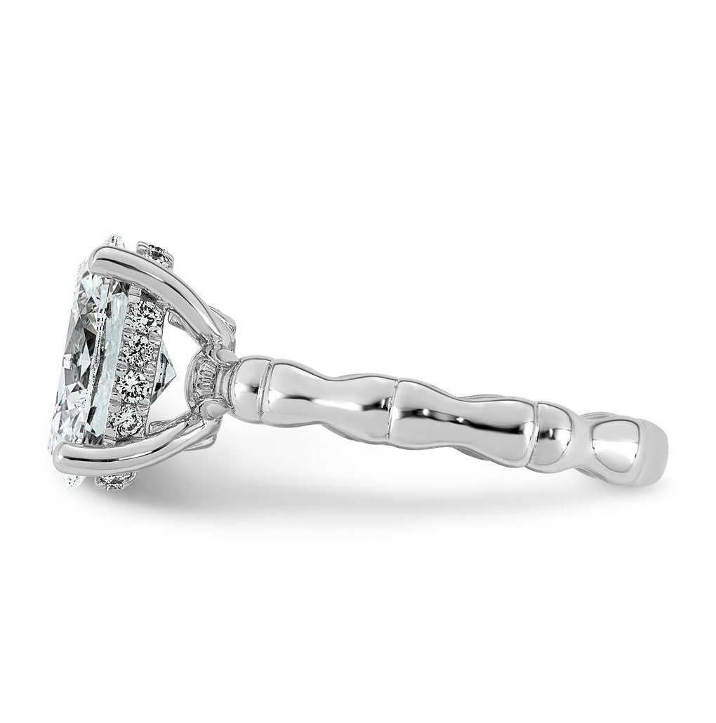 14K White Gold 2 5/8ct Certified Oval Center Lab Grown Diamond VS+ F+ Ring