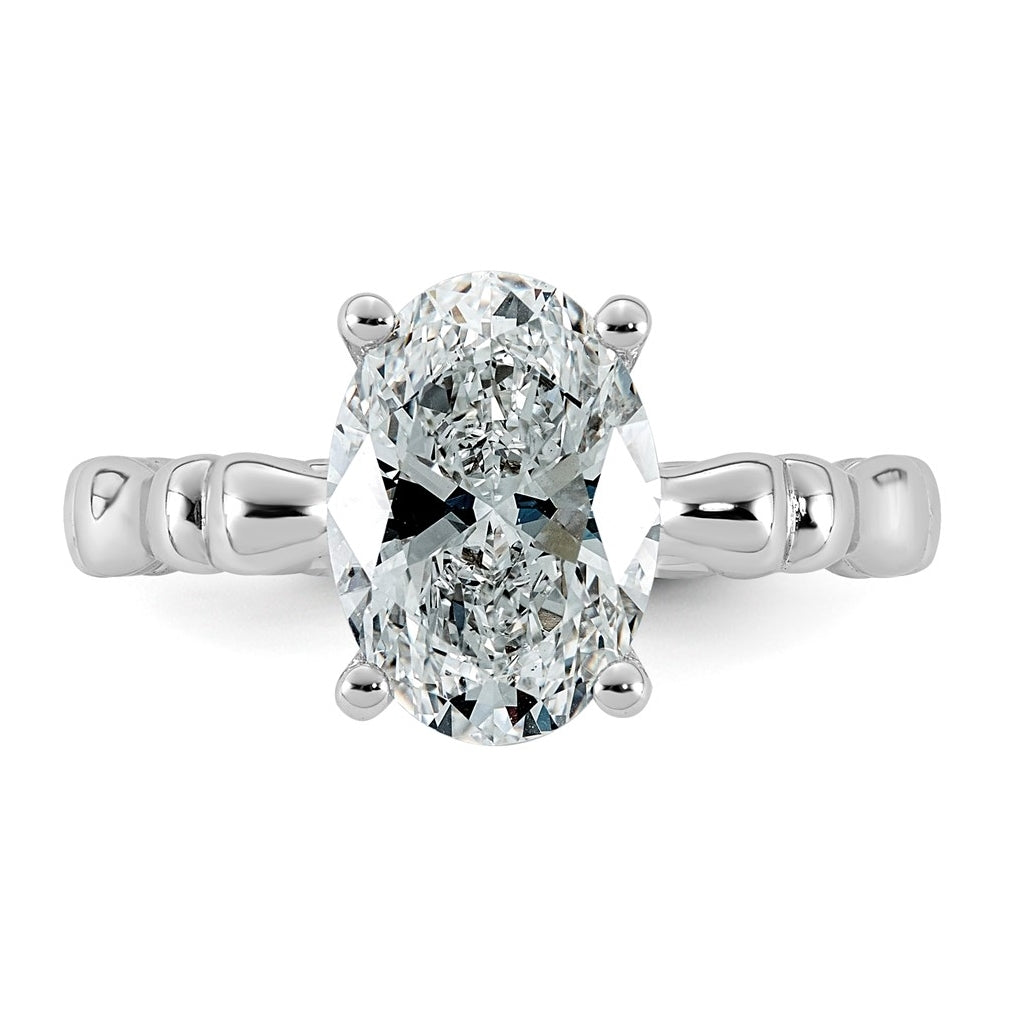 14K White Gold 2 5/8ct Certified Oval Center Lab Grown Diamond VS+ F+ Ring