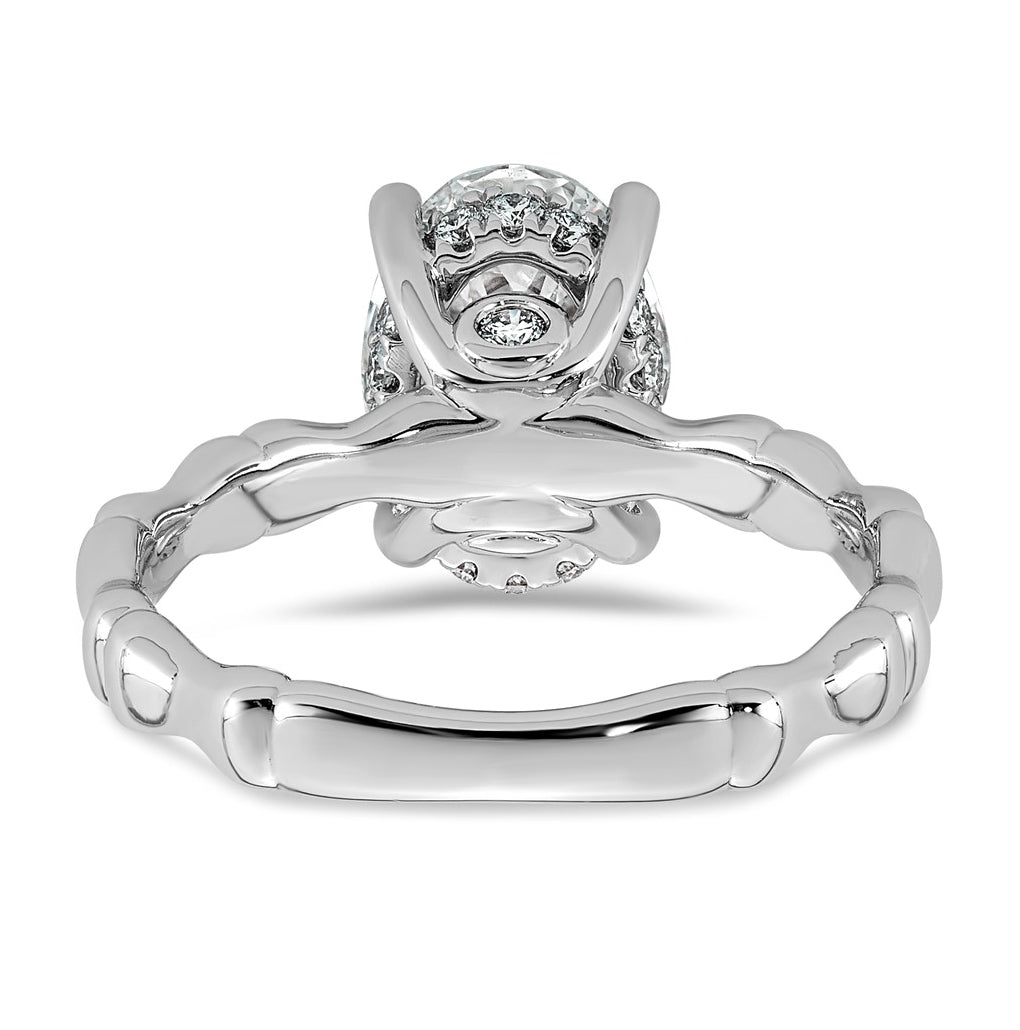 14K White Gold 2 5/8ct Certified Oval Center Lab Grown Diamond VS+ F+ Ring