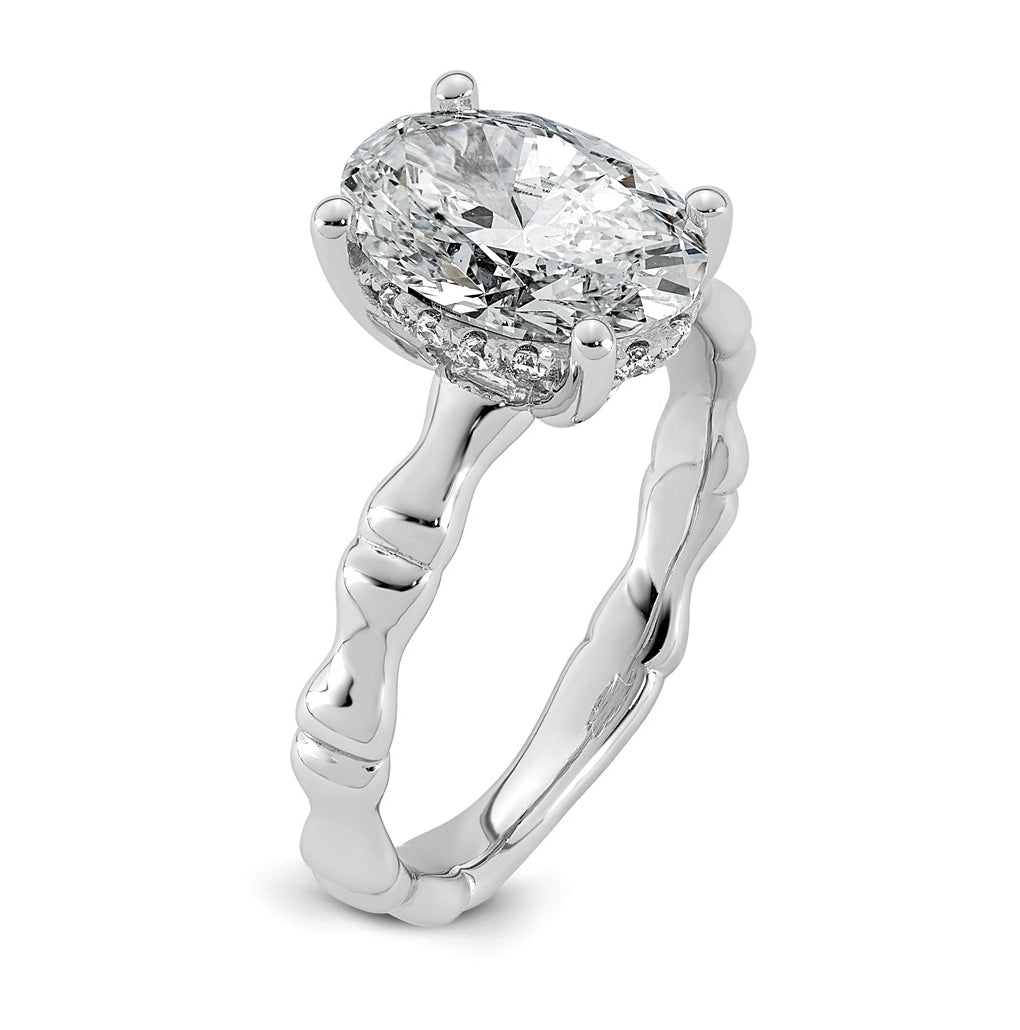14K White Gold 2 5/8ct Certified Oval Center Lab Grown Diamond VS+ F+ Ring