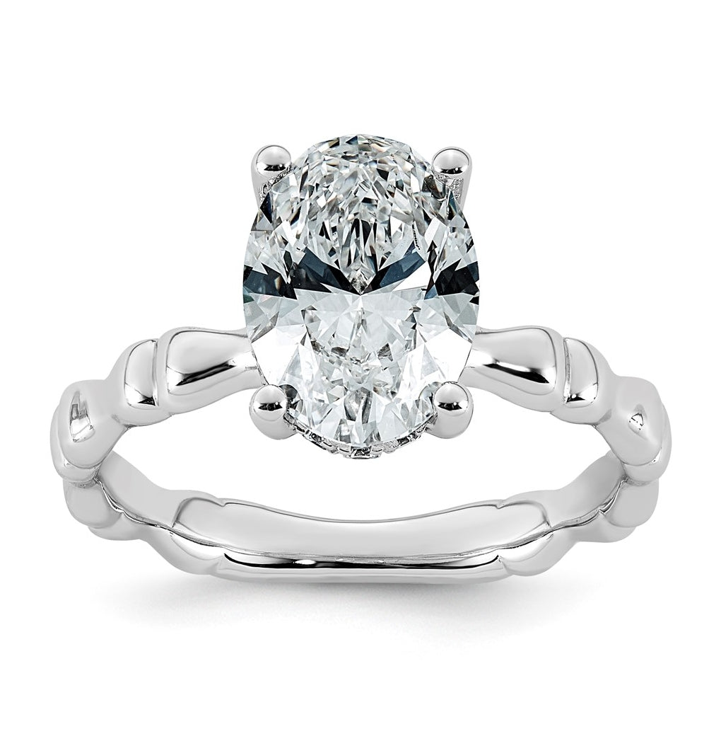 14K White Gold 2 5/8ct Certified Oval Center Lab Grown Diamond VS+ F+ Ring