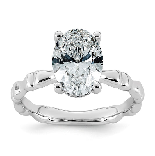 14K White Gold 2 5/8ct Certified Oval Center Lab Grown Diamond VS+ F+ Ring