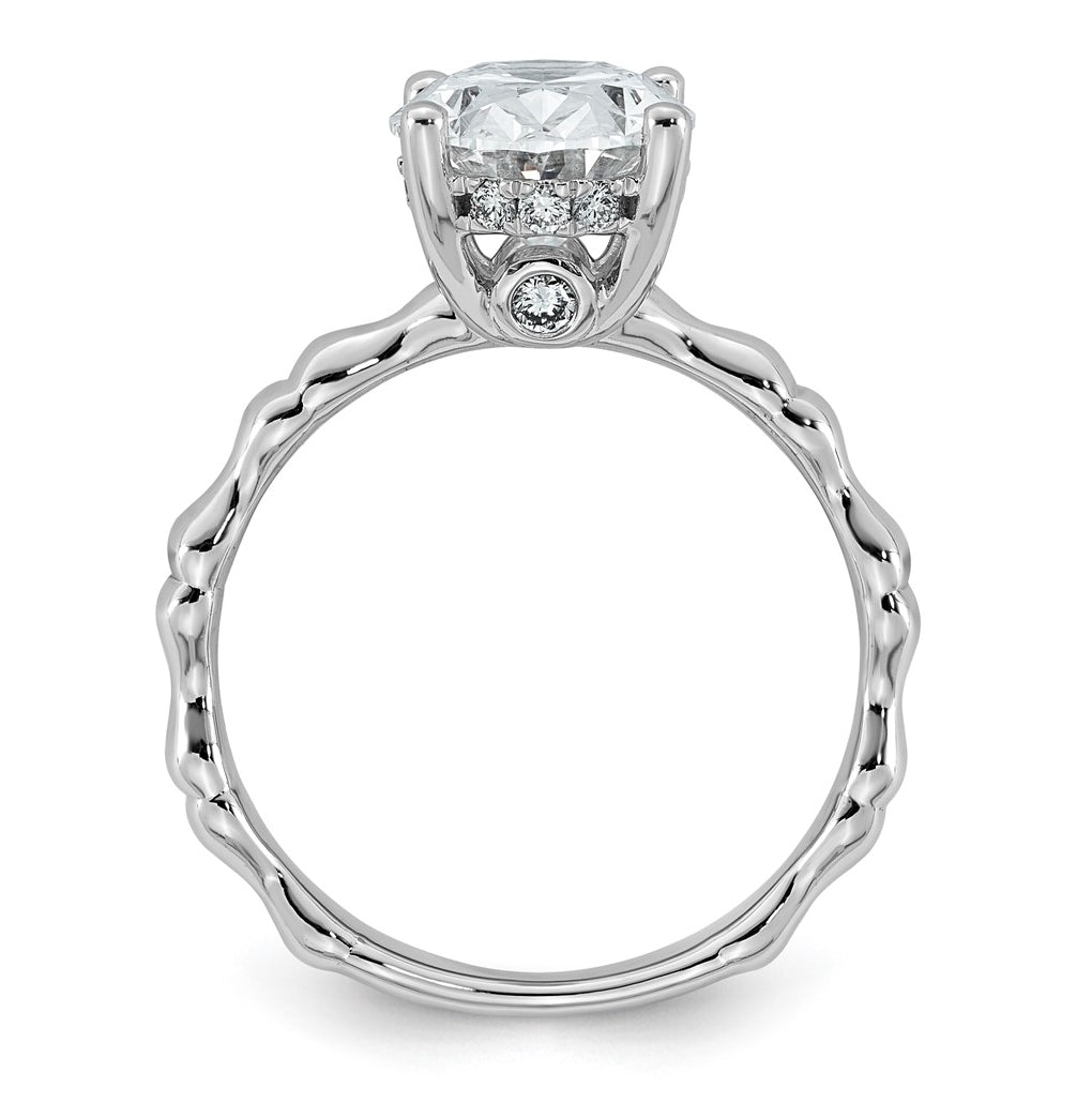 14K White Gold 3 1/5ct Certified Oval Center Lab Grown Diamond VS+ F+ Ring