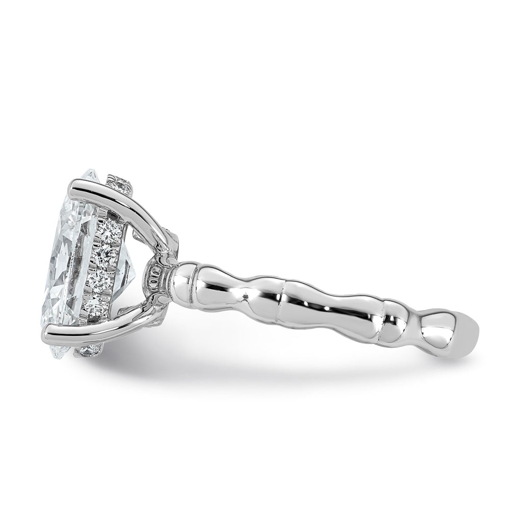 14K White Gold 3 1/5ct Certified Oval Center Lab Grown Diamond VS+ F+ Ring