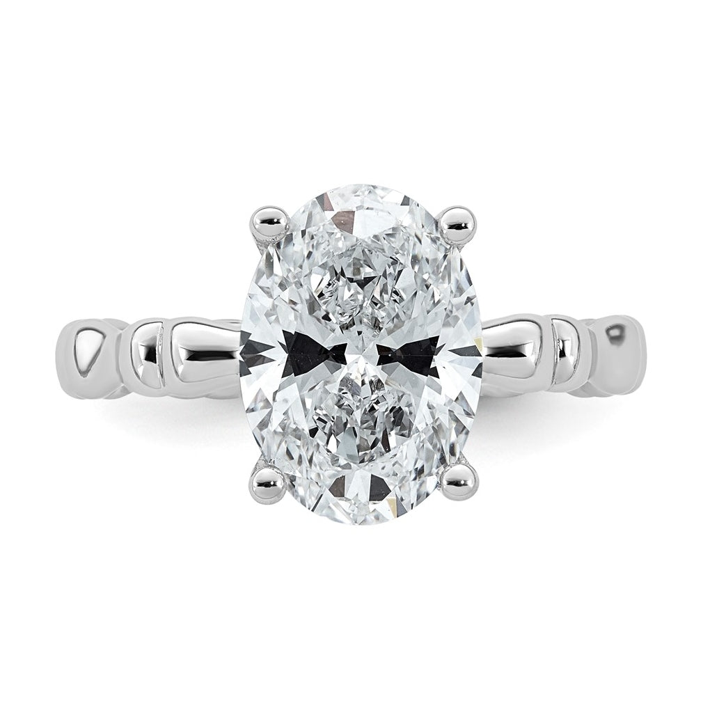 14K White Gold 3 1/5ct Certified Oval Center Lab Grown Diamond VS+ F+ Ring