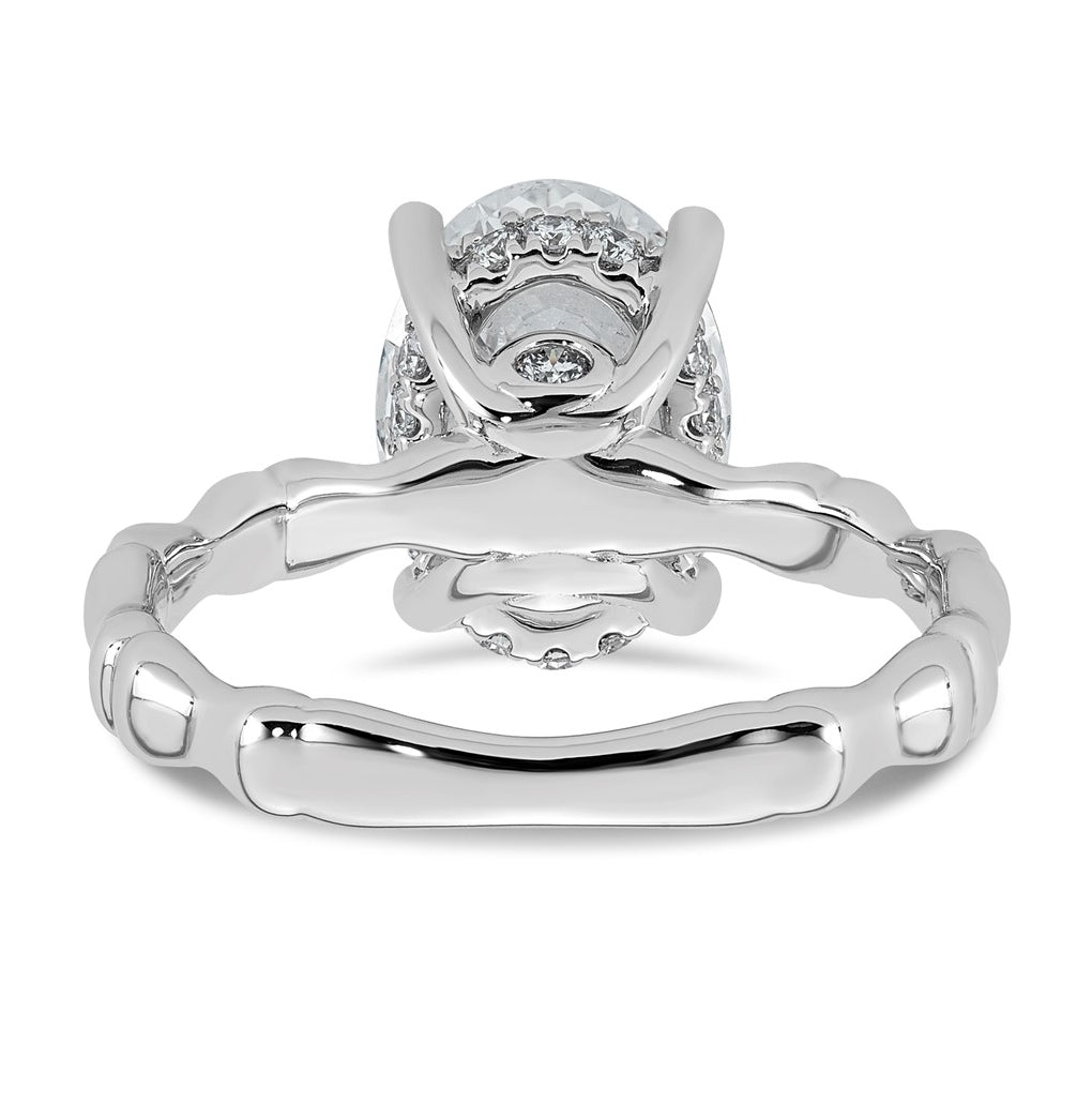 14K White Gold 3 1/5ct Certified Oval Center Lab Grown Diamond VS+ F+ Ring