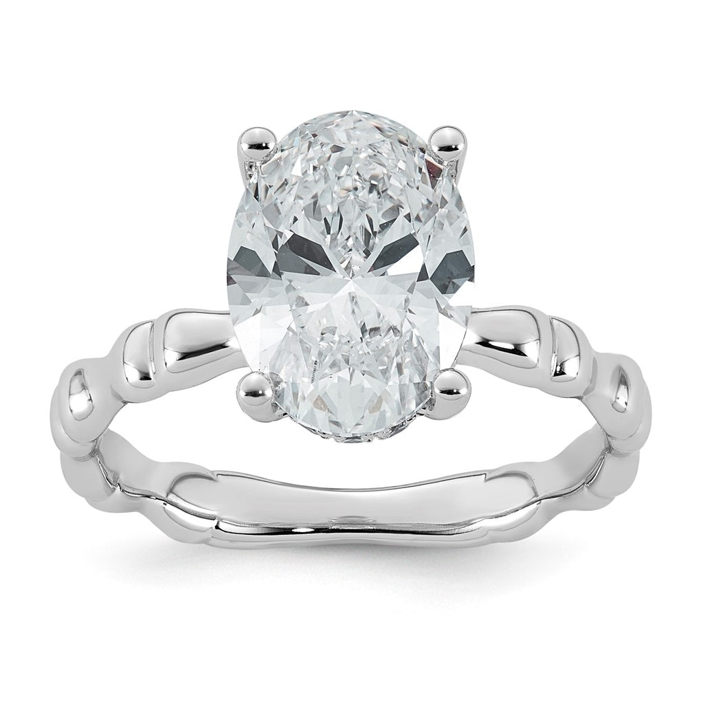 14K White Gold 3 1/5ct Certified Oval Center Lab Grown Diamond VS+ F+ Ring