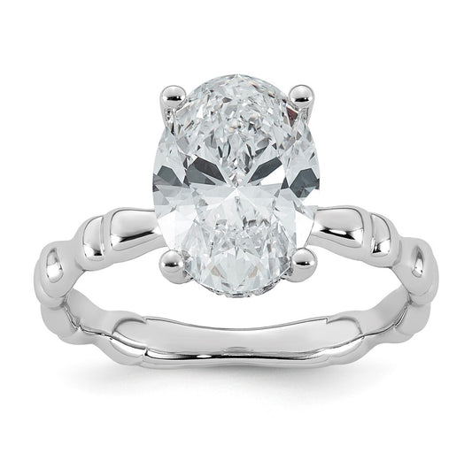 14K White Gold 3 1/5ct Certified Oval Center Lab Grown Diamond VS+ F+ Ring