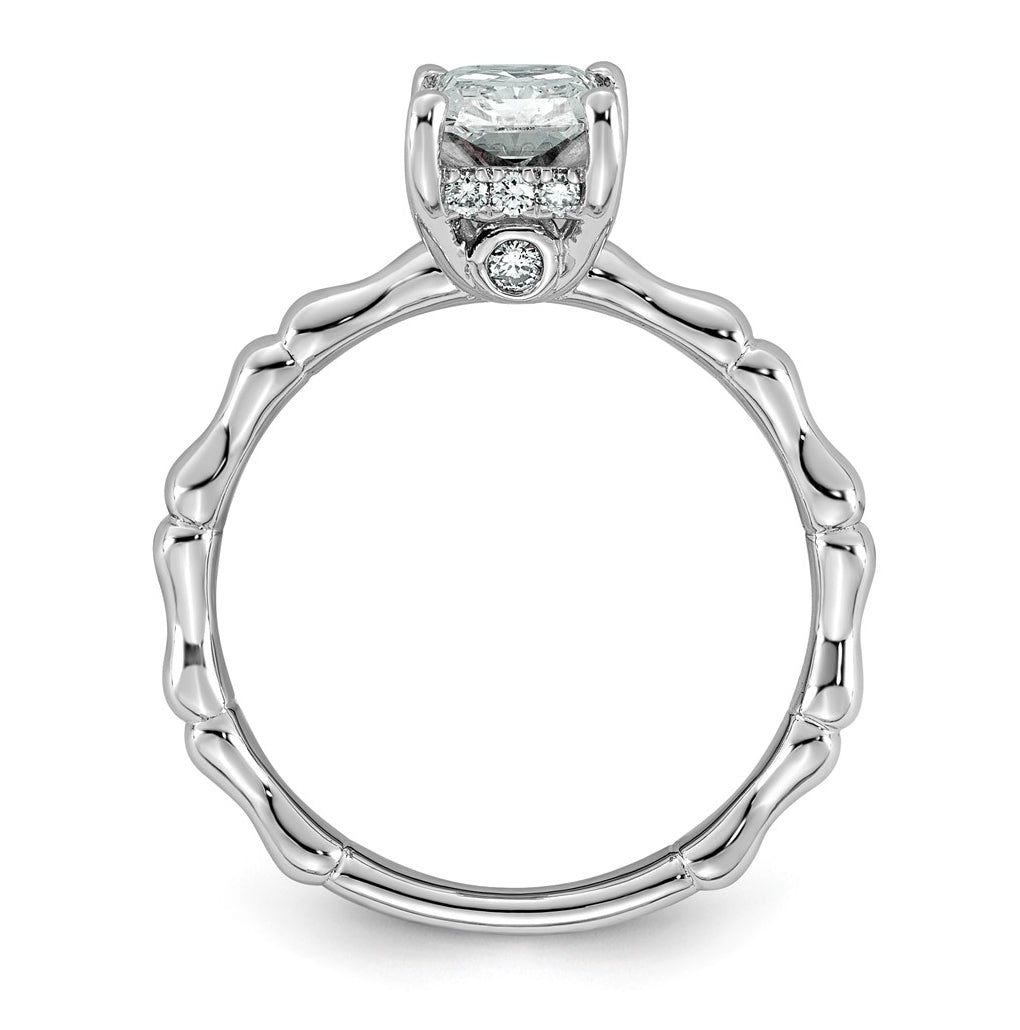 14K White Gold 1 5/8ct Certified Radiant Center Lab Grown Diamond VS+ F+ Ring