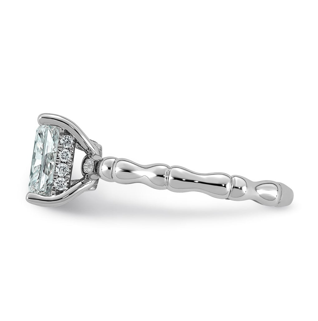 14K White Gold 1 5/8ct Certified Radiant Center Lab Grown Diamond VS+ F+ Ring