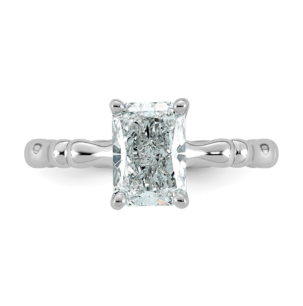 14K White Gold 1 5/8ct Certified Radiant Center Lab Grown Diamond VS+ F+ Ring