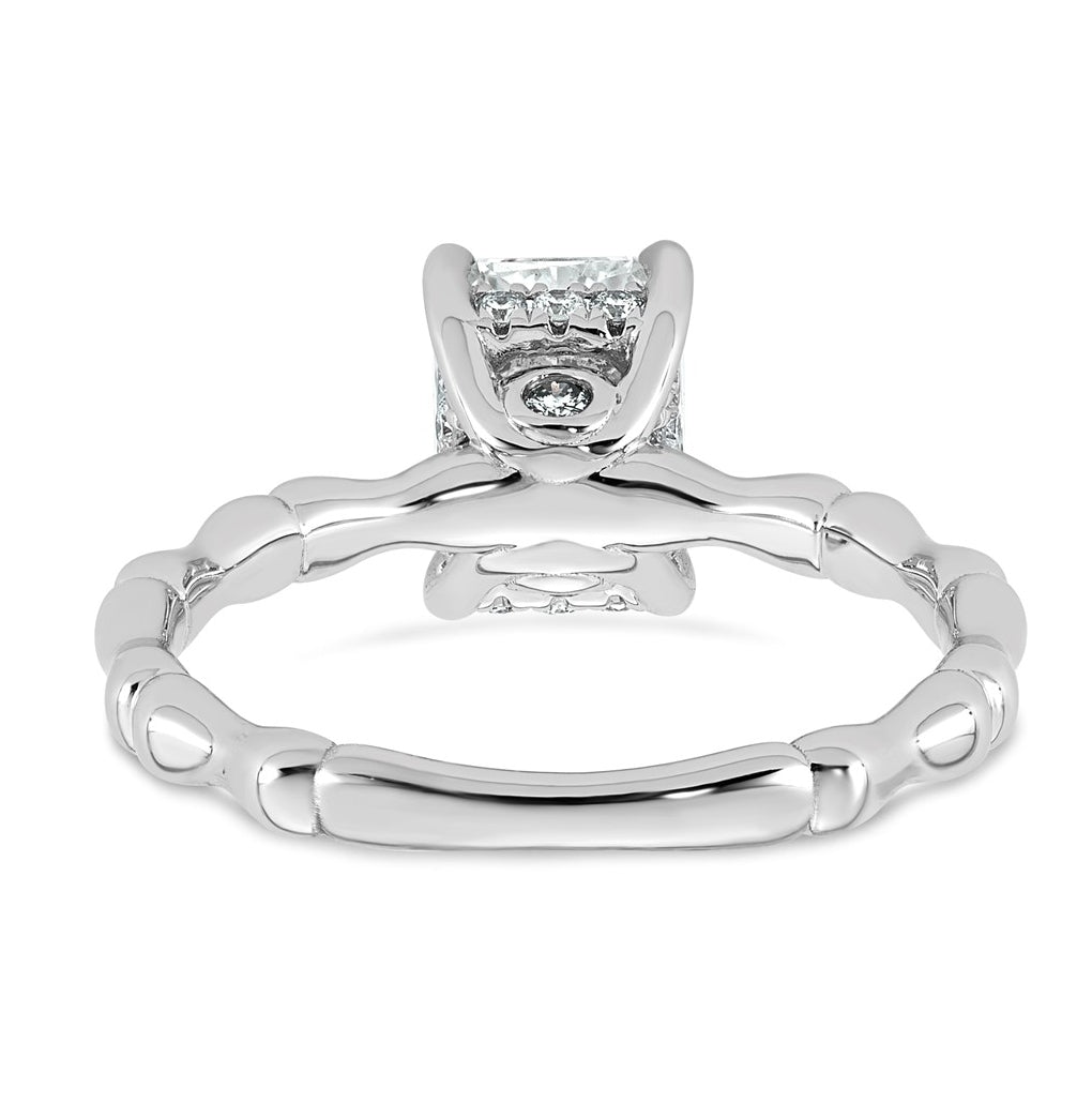 14K White Gold 1 5/8ct Certified Radiant Center Lab Grown Diamond VS+ F+ Ring